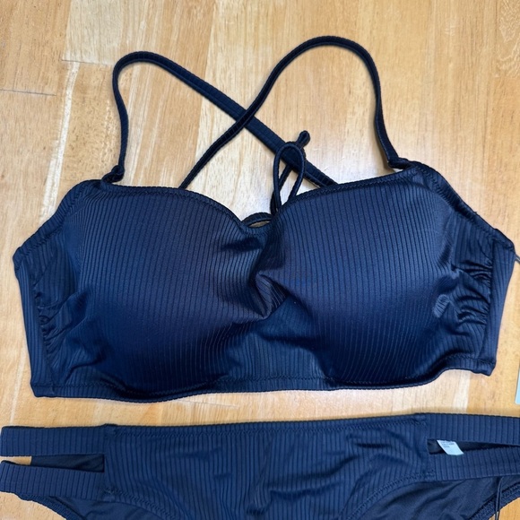 NWT Shade & Shore Black Bikini Swimwear Set 34D - Picture 2 of 8